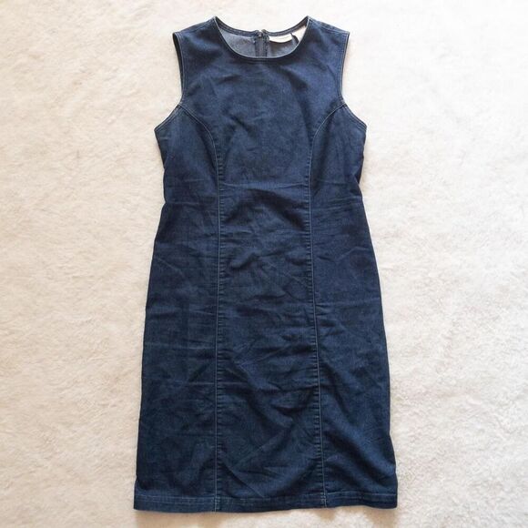 Vintage 90’s Expressions blue denim sleeveless dress with zipper closure size 10 - Picture 7 of 8
